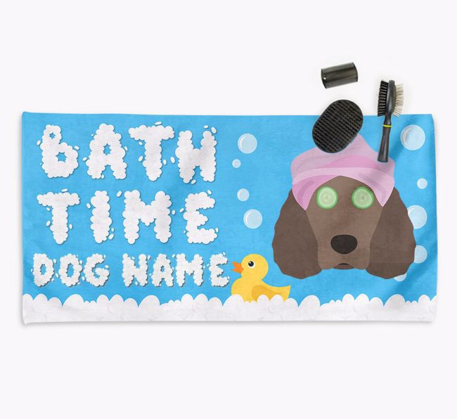 'Bubble Bath Time' Personalised Dog Towel for your {breedCommonName}